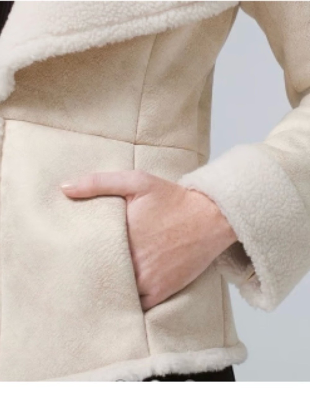 White House Black Market Cream Faux Suede Shearling Cream Jacket-Women’s Size XS
